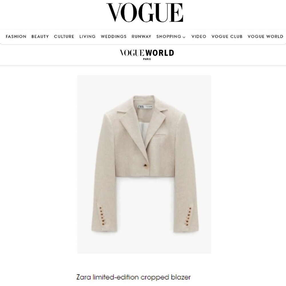 NEW Zara Limited Edition Linen Cropped Tweed Blazer Jacket, blogger Fav